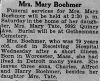 Mrs Mary Boehmer Obituary