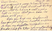 Postcard to Cora from Grace (Teeple) Cox 