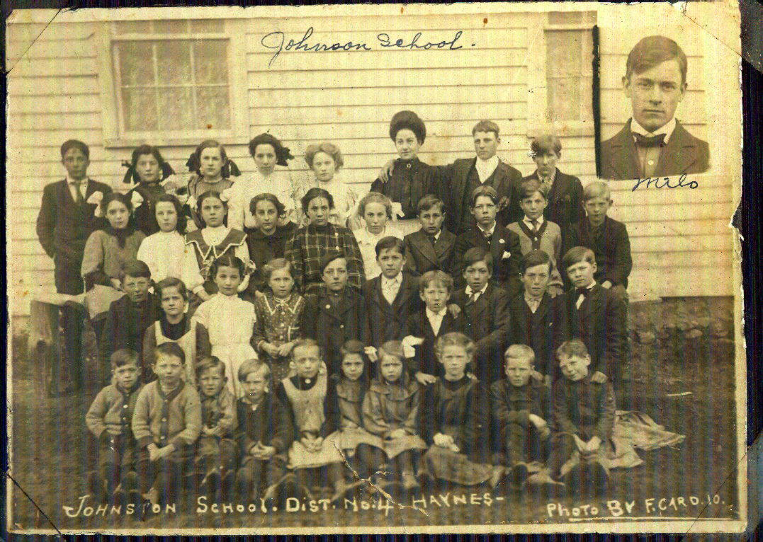 Class photo @ Johnson Schoolhouse in Haynes, Alcona County, Michigan, 1910